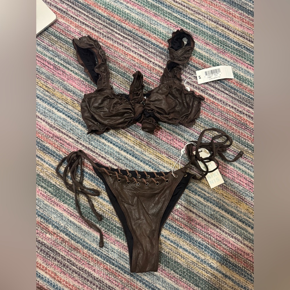 Frankie’s Bikinis Leather Bikini NWT